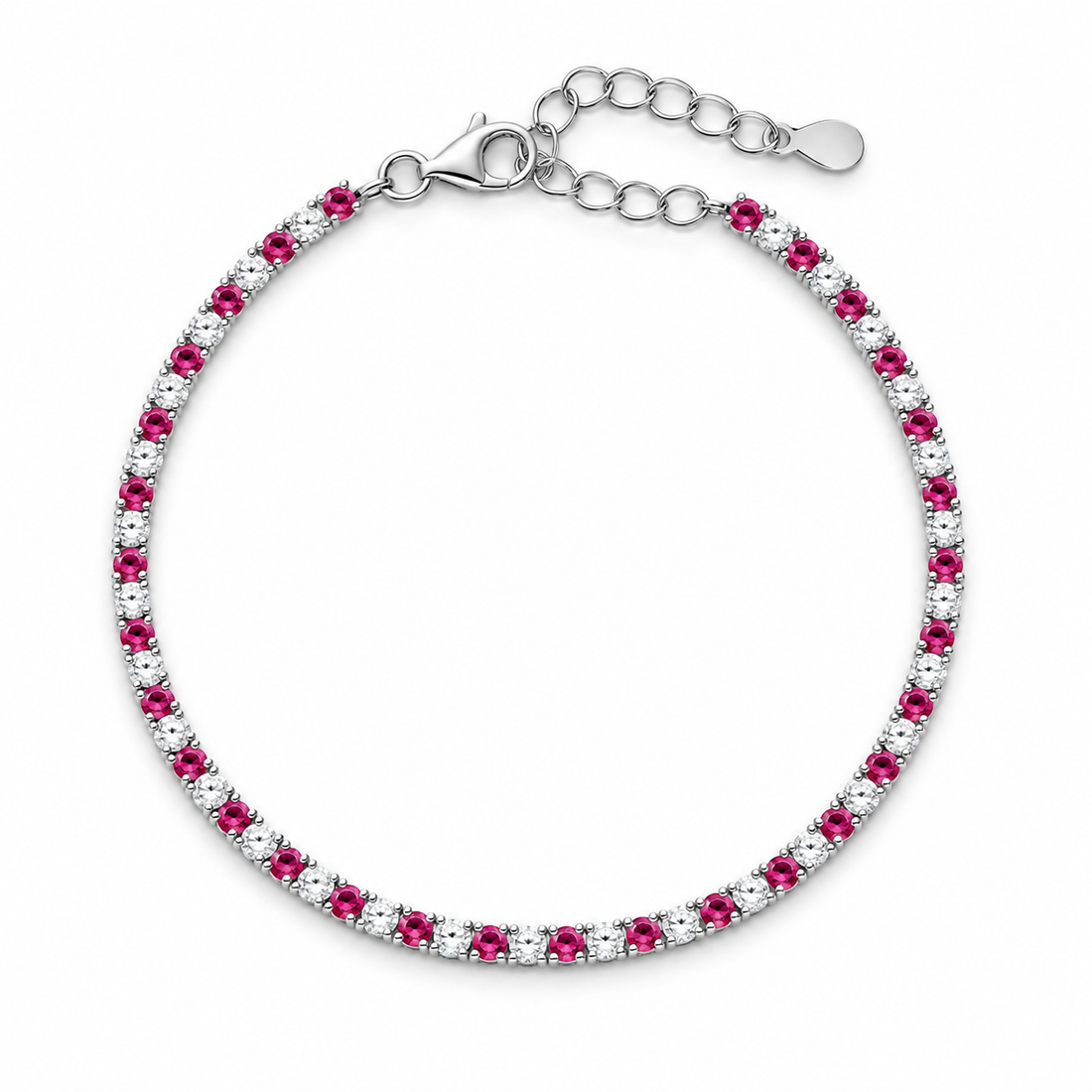 925 Sterling Silver Multicolor Tennis Bracelet - 2mm