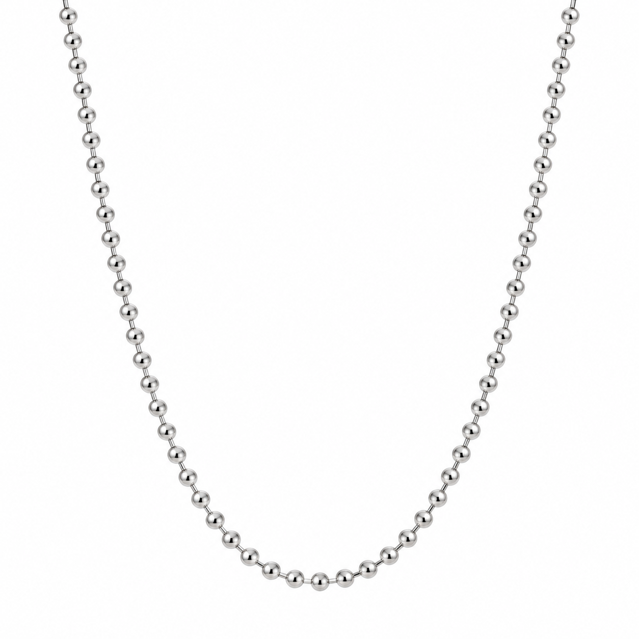 Beaded Ball Chain Necklace – 925 Sterling Silver