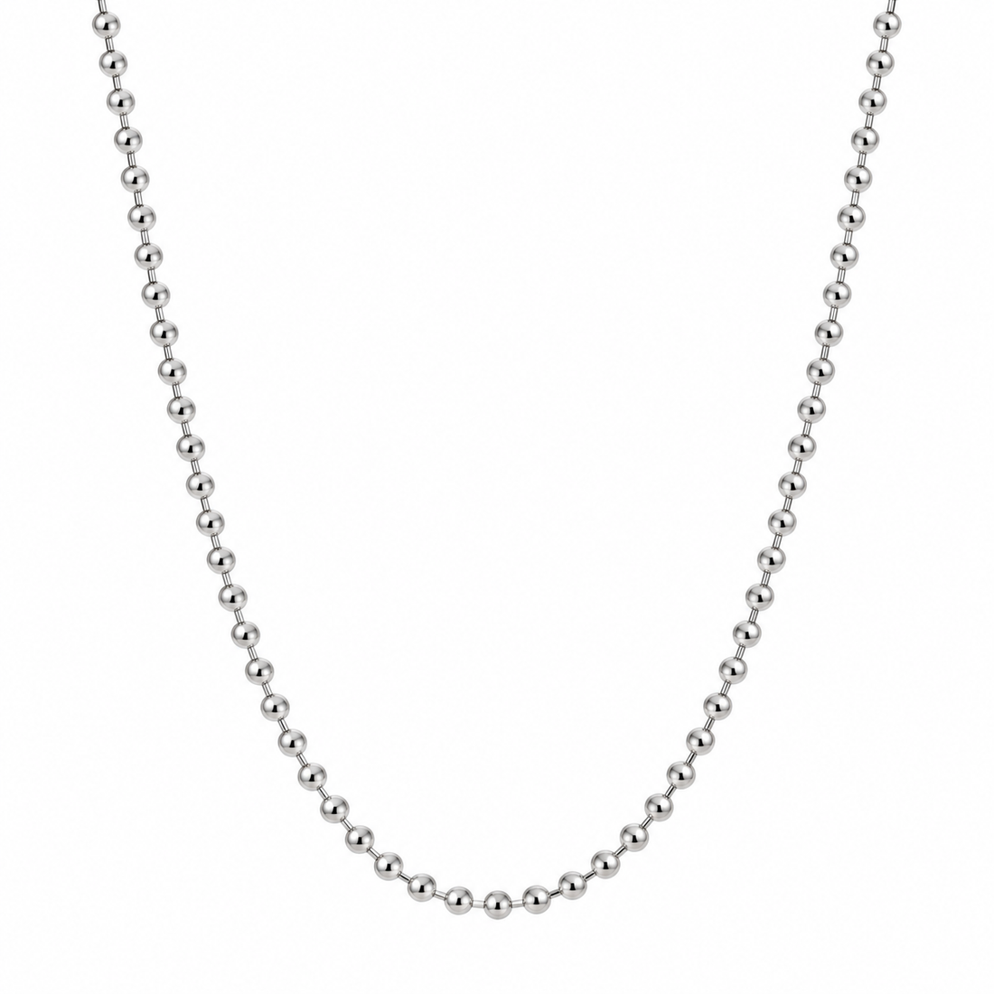Beaded Ball Chain Necklace – 925 Sterling Silver