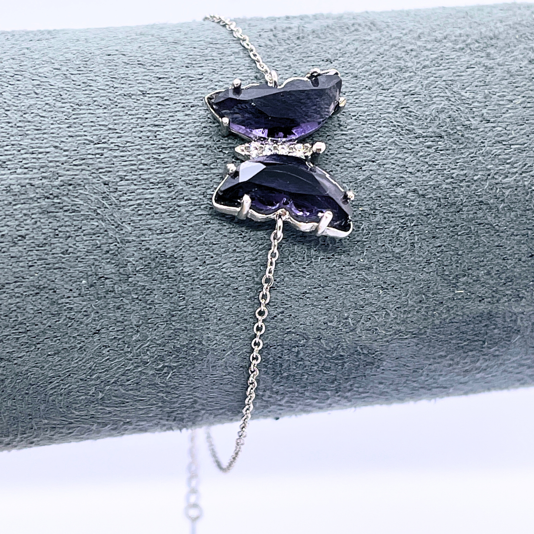 Purple Butterfly Sterling Silver 925 Bracelet