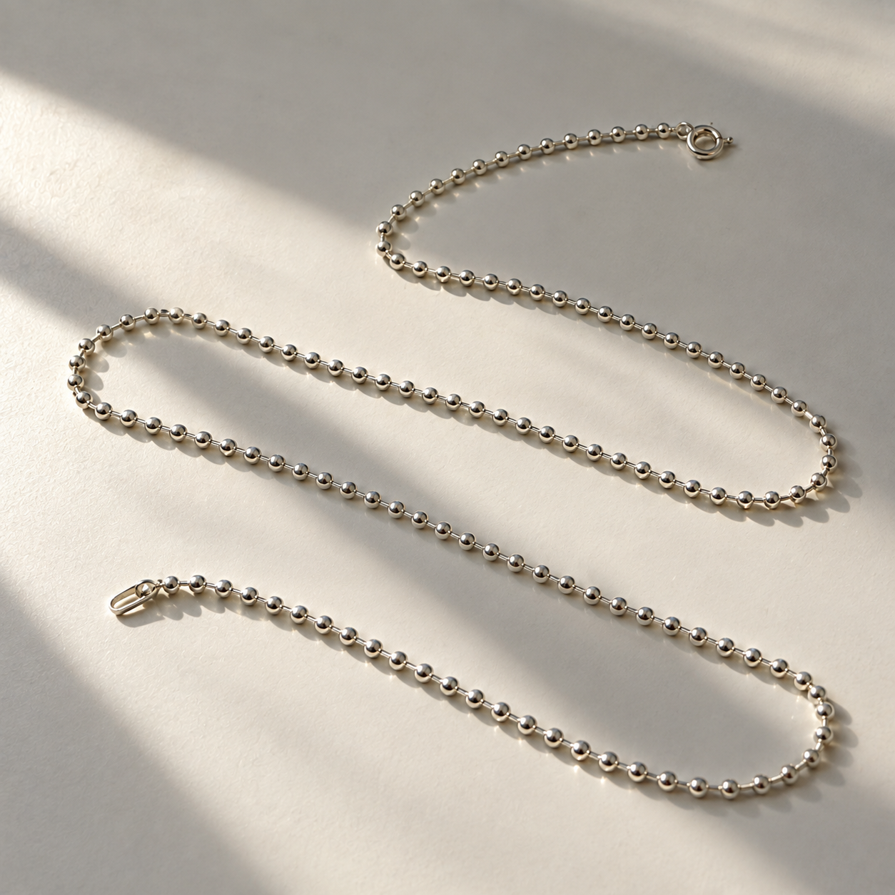 Beaded Ball Chain Necklace – 925 Sterling Silver