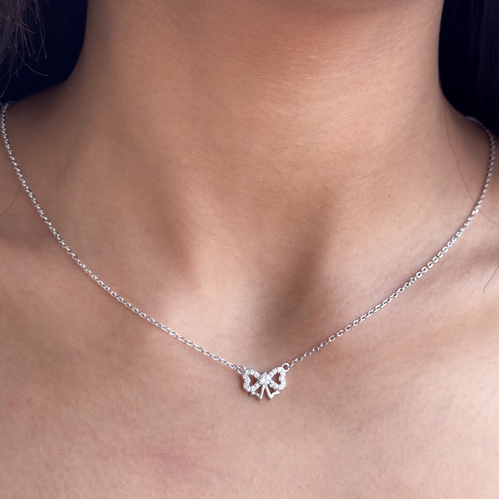 Heart Bow Necklace – 925 Sterling Silver