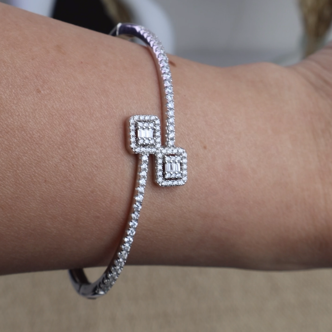 925 Sterling Silver Bracelet & Matching Ring Set – Elegant Geometric Sparkle