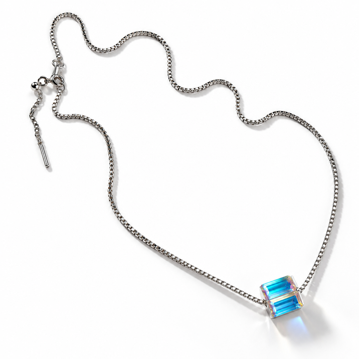 Iridescent Baguette Pendant Necklace in 925 Sterling Silver