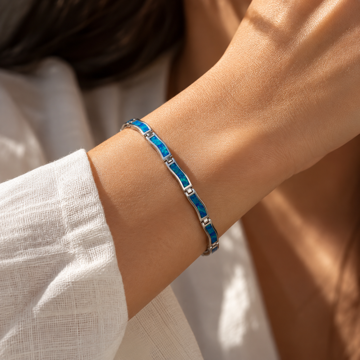 Blue Mosaic Silver Bracelet - Sterling Silver 925