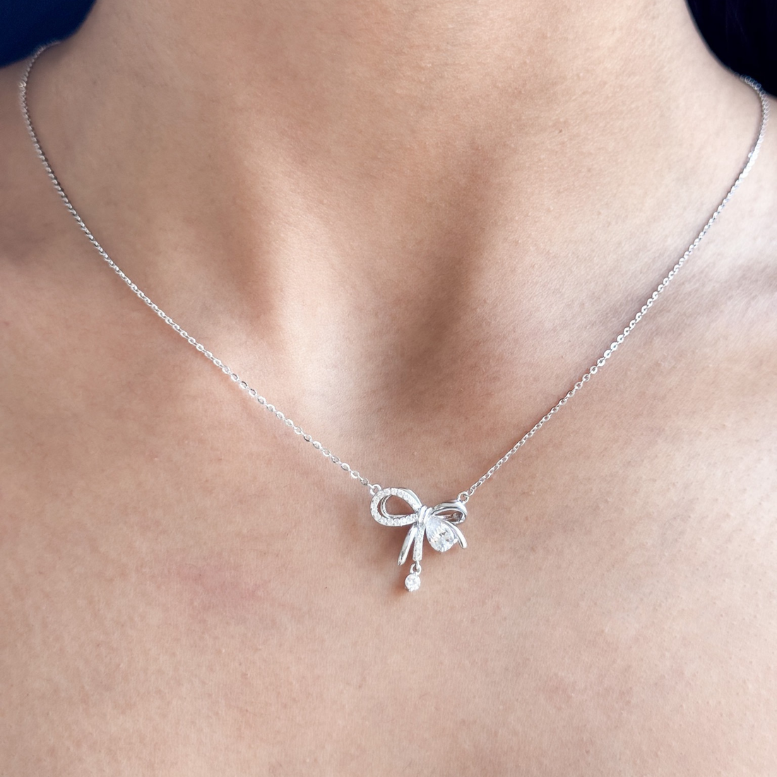 Bow Elegance Necklace – 925 Sterling Silver