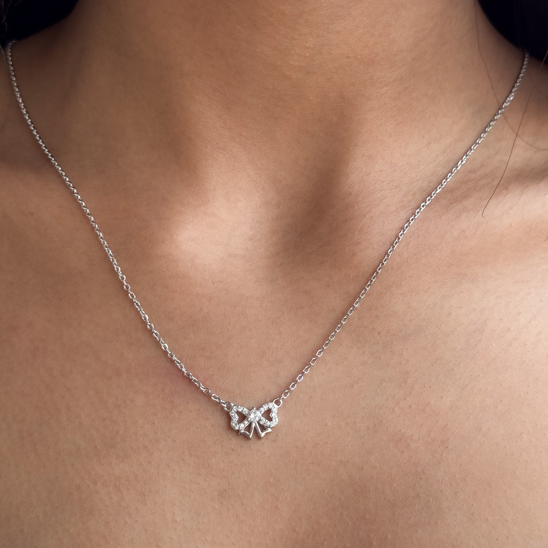 Heart Bow Necklace – 925 Sterling Silver