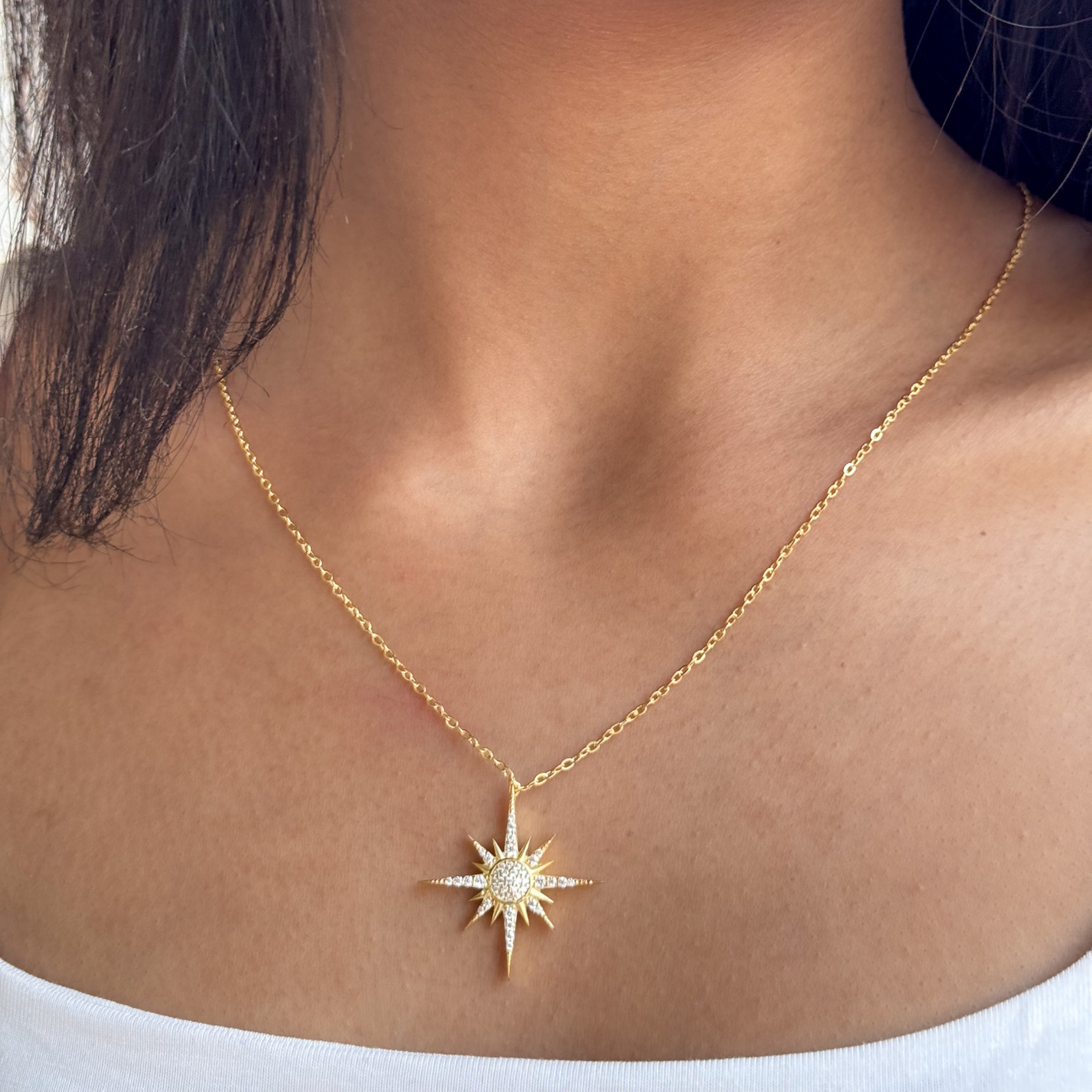 North Star Gold Necklace – 925 Sterling Silver