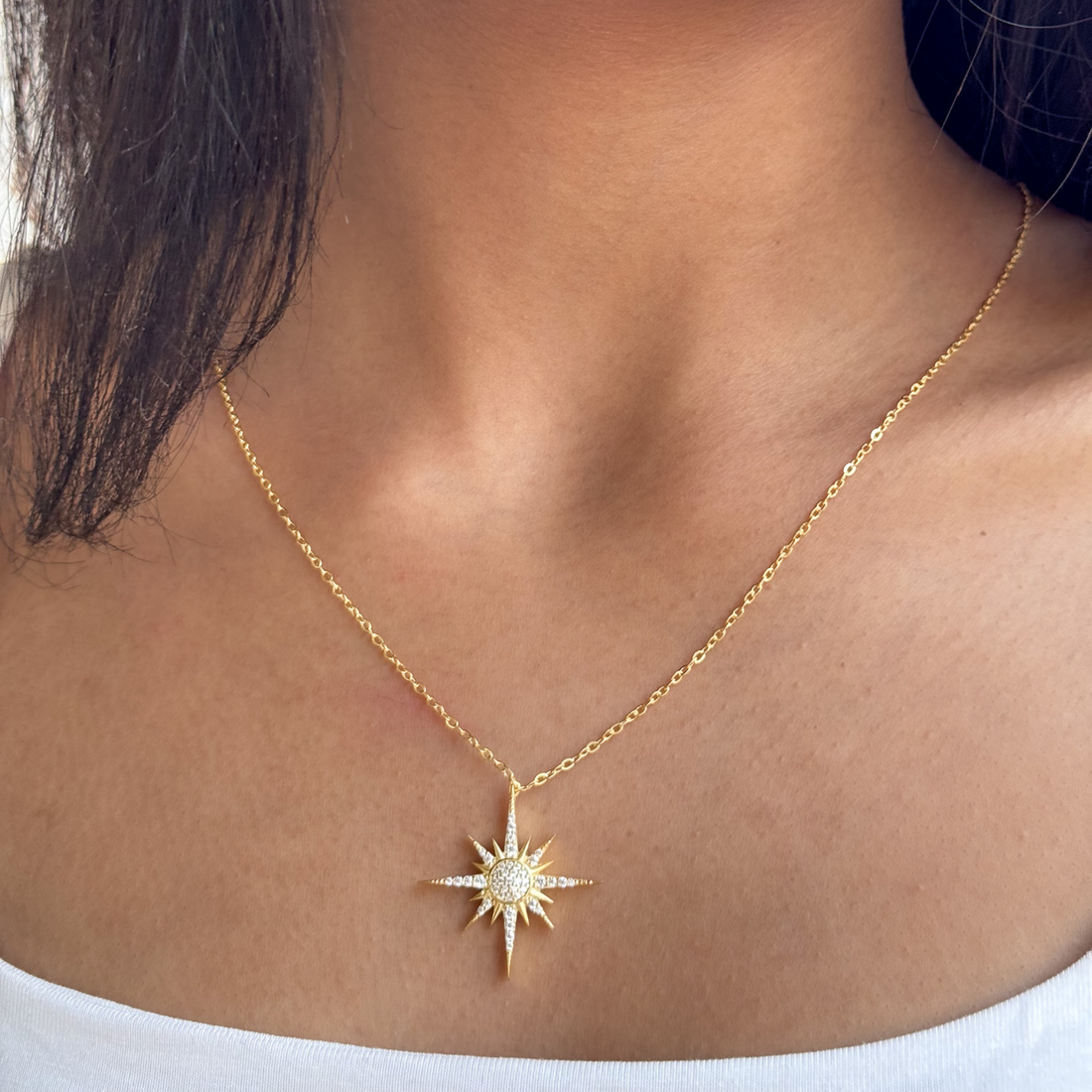 North Star Gold Necklace – 925 Sterling Silver