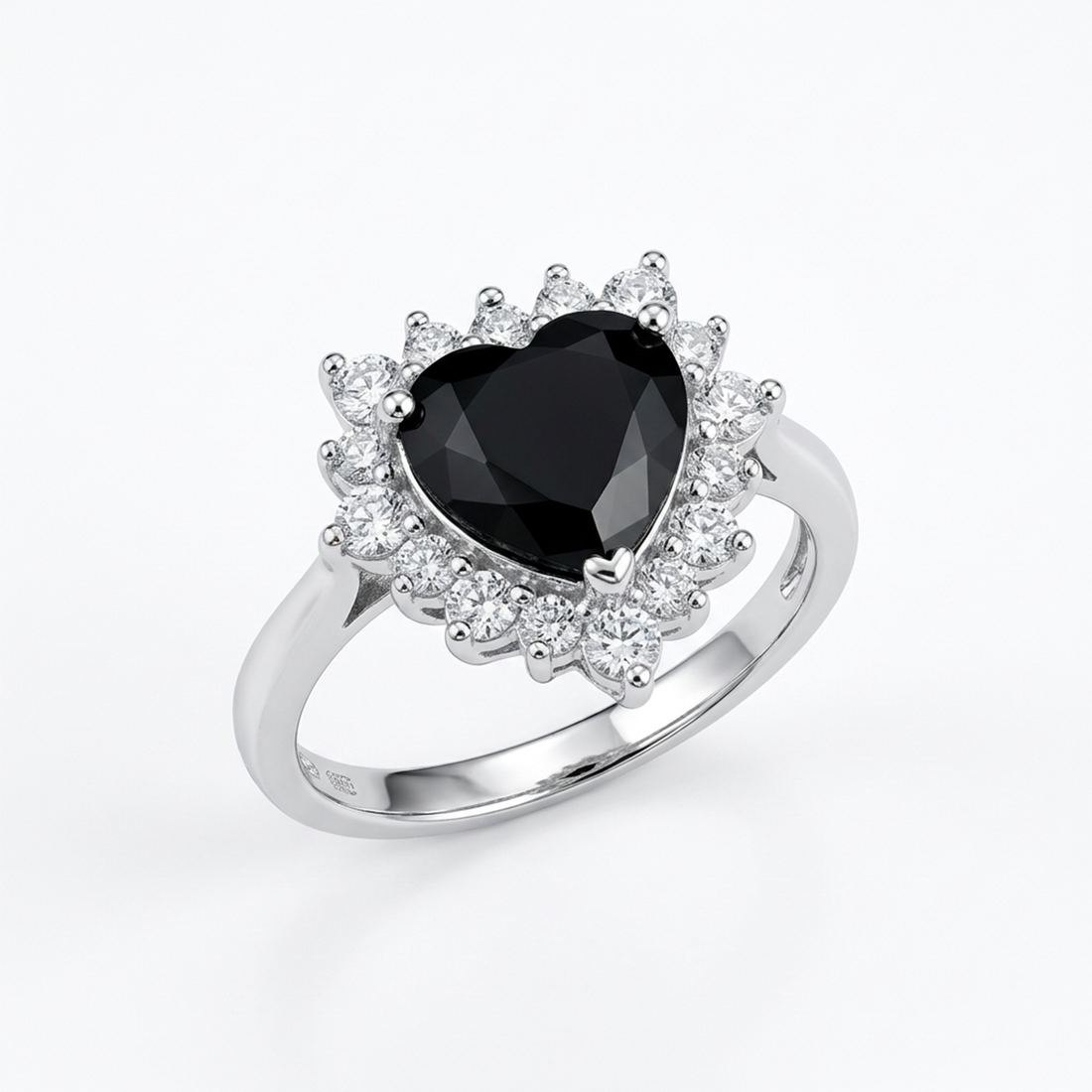 Black Heart Halo Ring