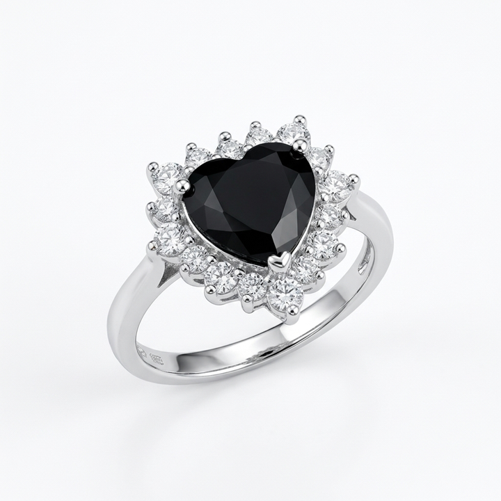 Black Heart Halo Ring