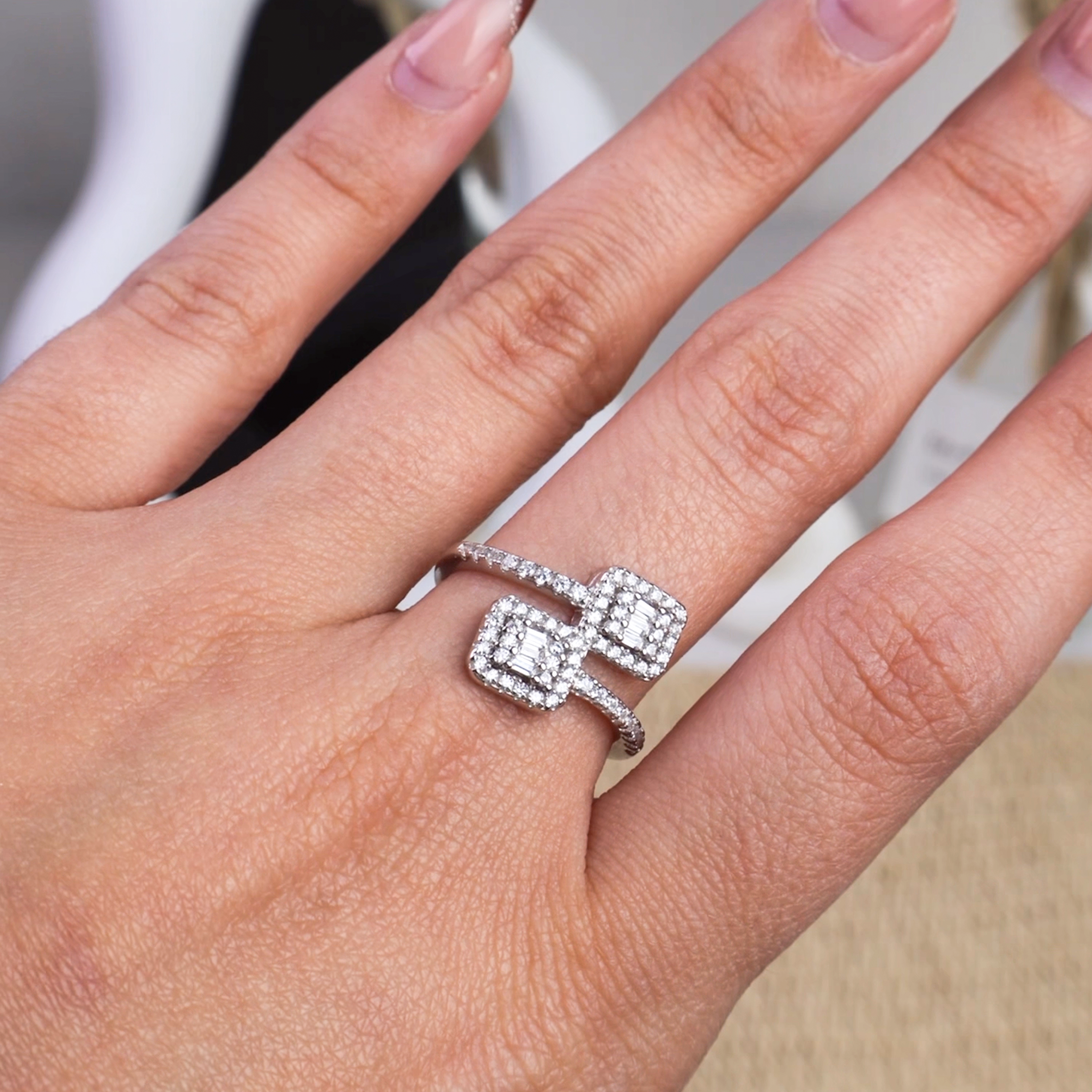 925 Sterling Silver Bracelet & Matching Ring Set – Elegant Geometric Sparkle