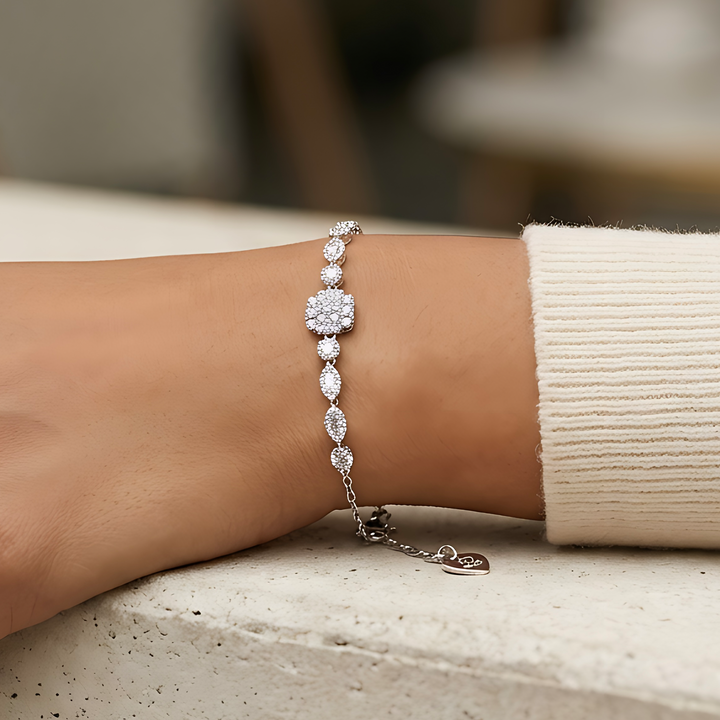 Round Cluster Silver Bracelet