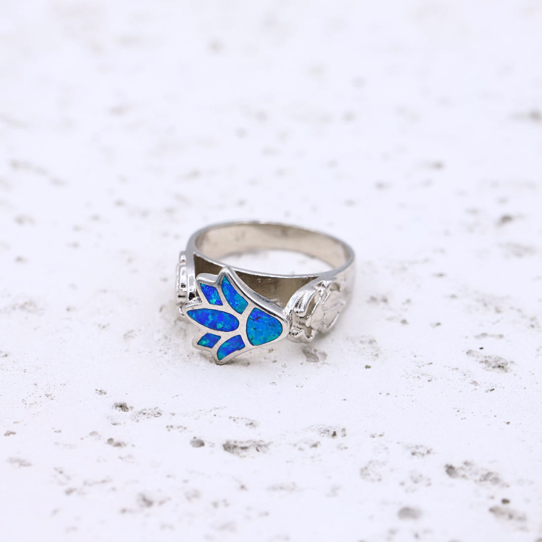 Blue Opal Lotus Ring