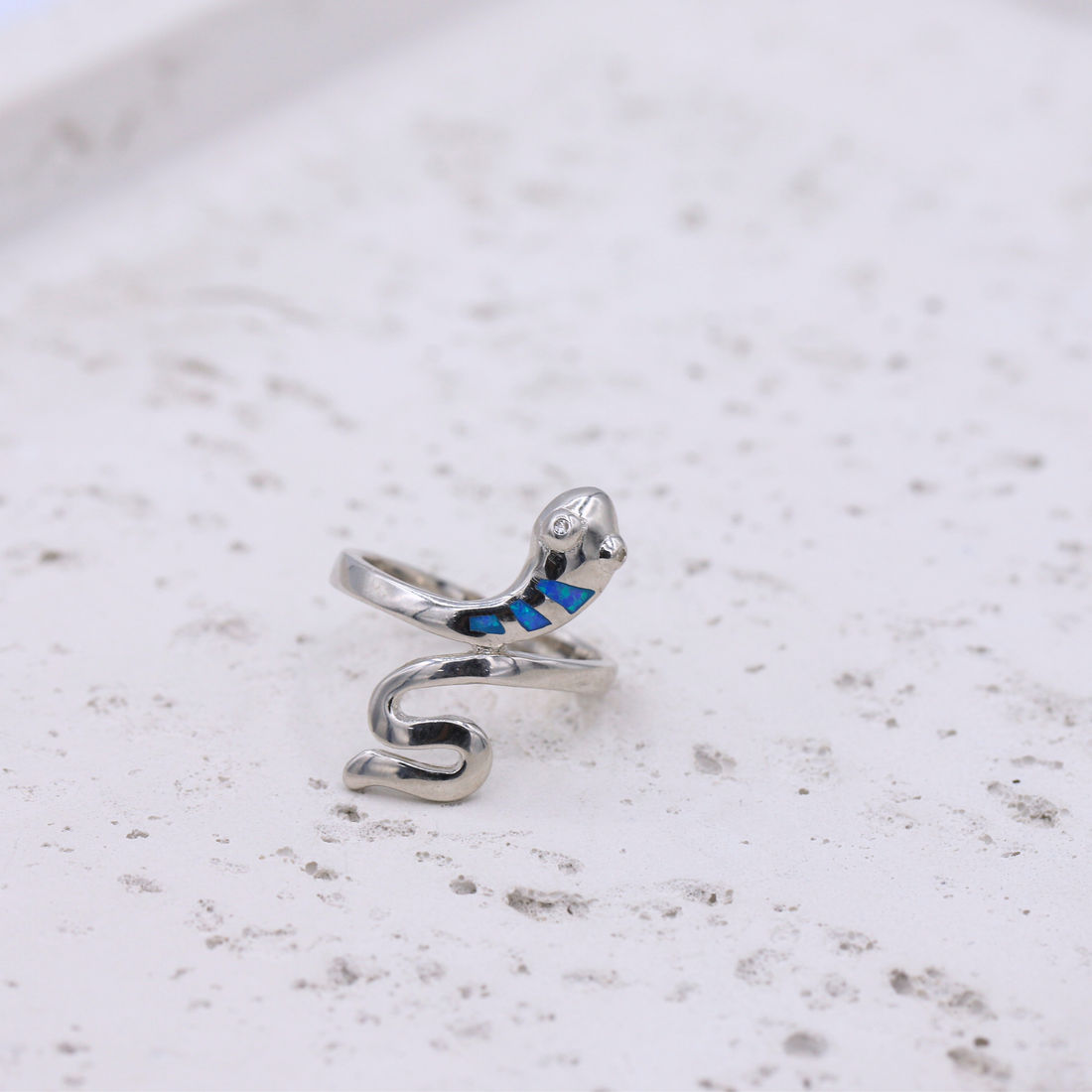 Silver Snake Wrap Ring – Zircon Paved