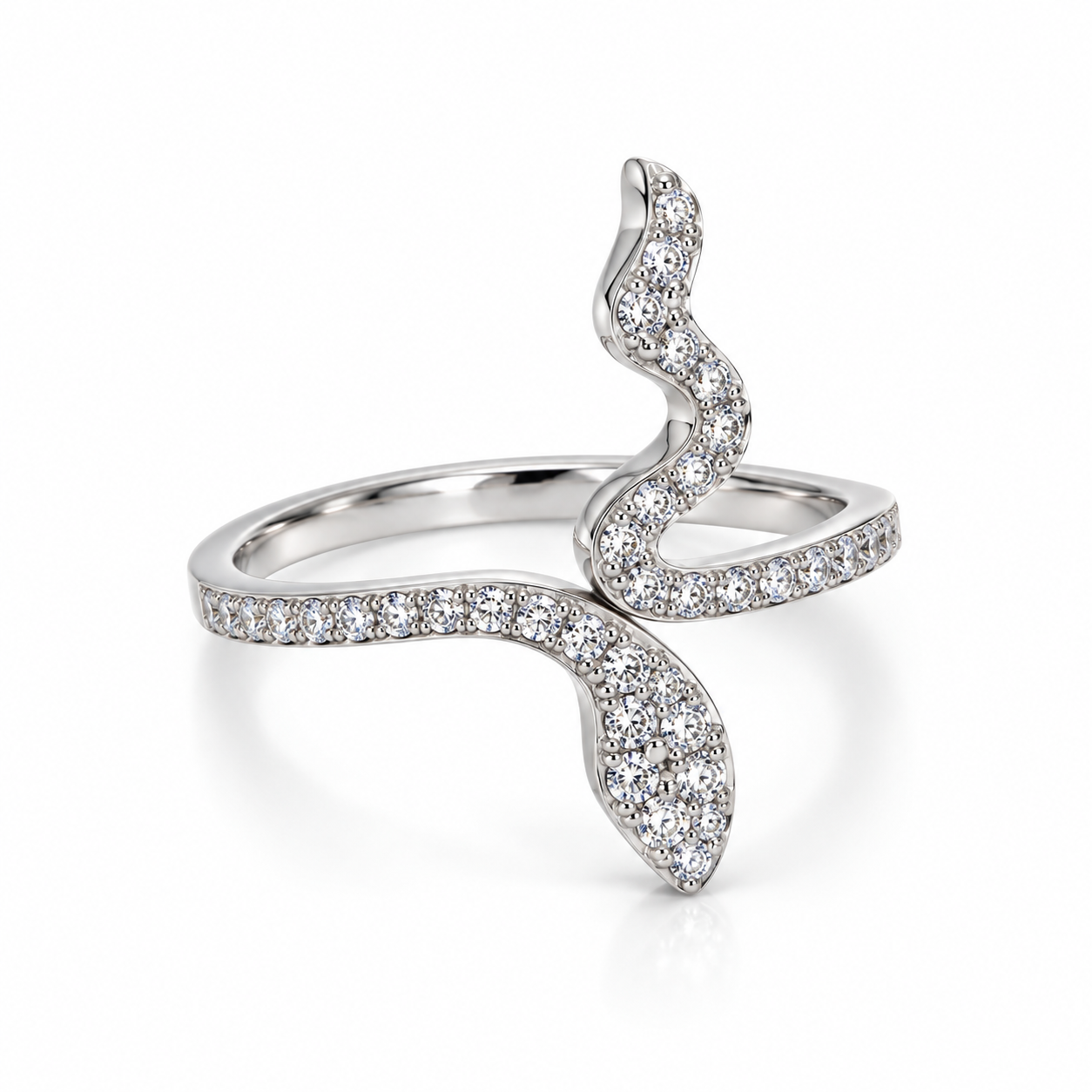 Radiant Serpent Wrap Ring - Pavé-Set 925 Sterling Silver Statement Piece