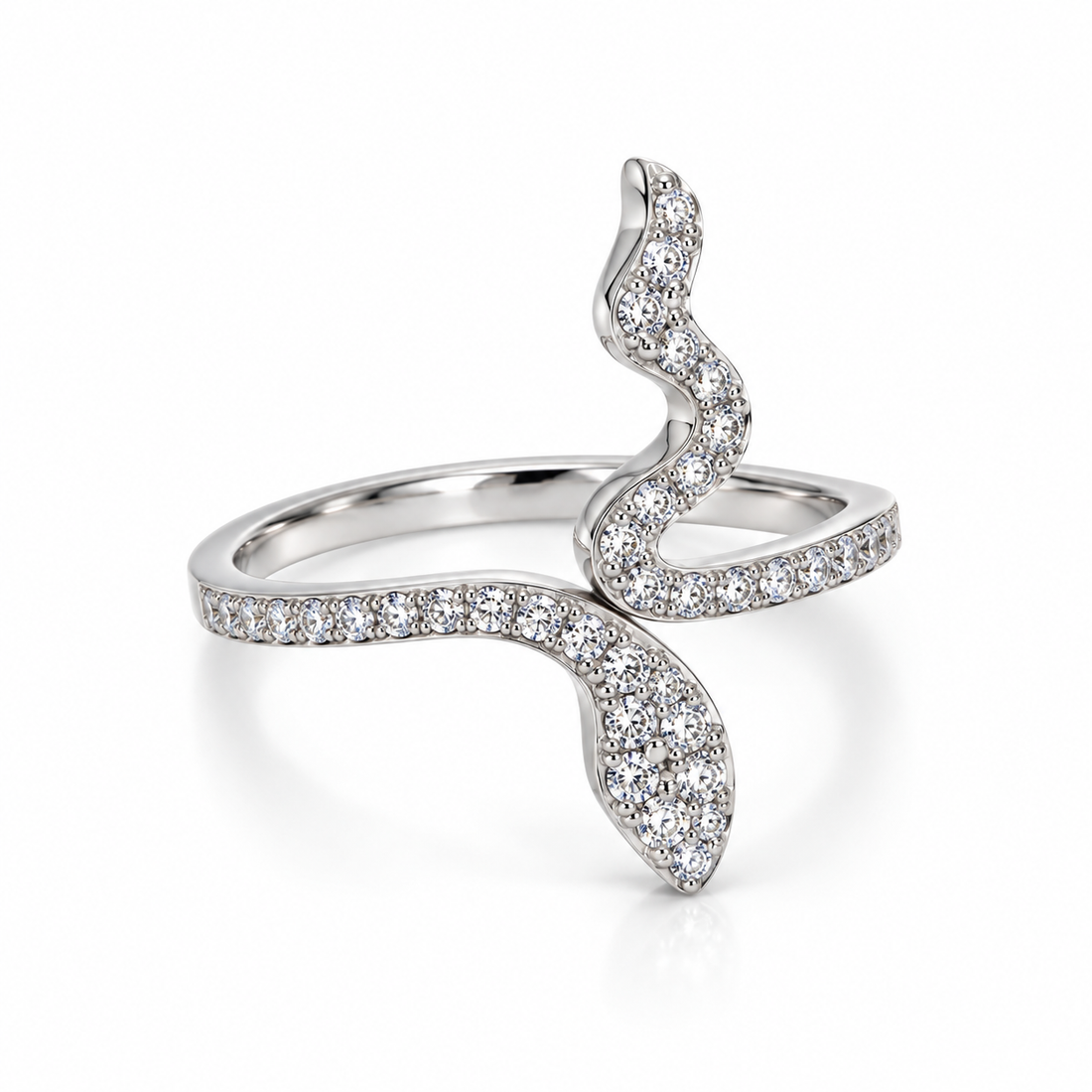 Radiant Serpent Wrap Ring - Pavé-Set 925 Sterling Silver Statement Piece