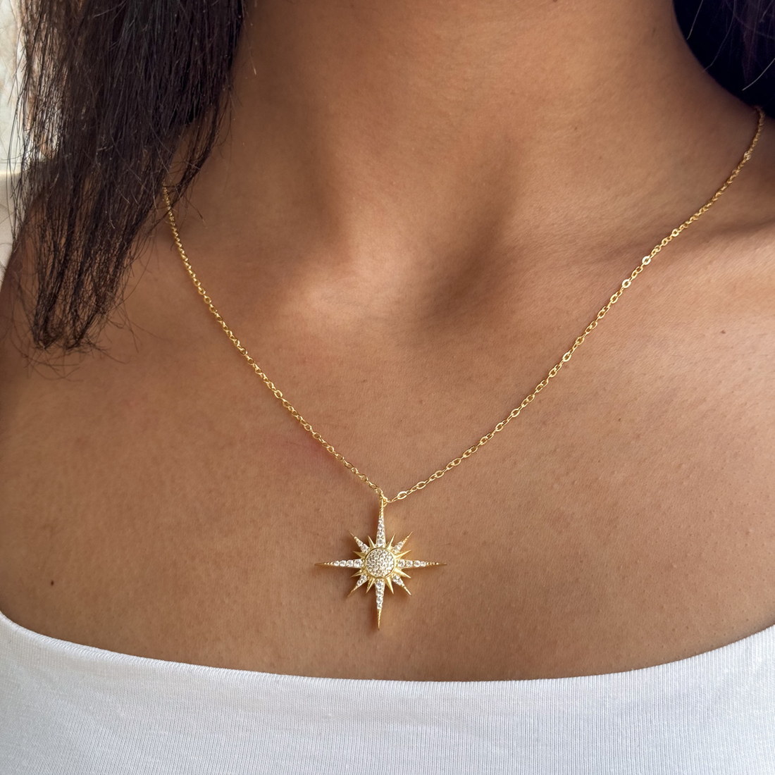 North Star Gold Necklace – 925 Sterling Silver