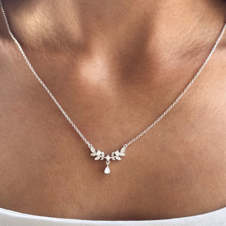 925 Sterling Silver Leaf Drop Necklace