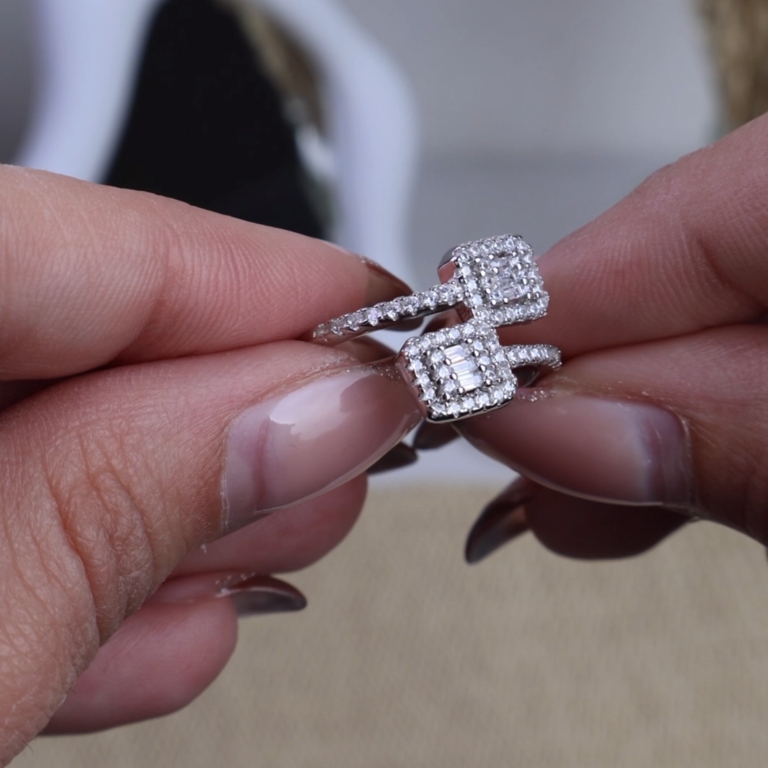 925 Sterling Silver Bracelet & Matching Ring Set – Elegant Geometric Sparkle