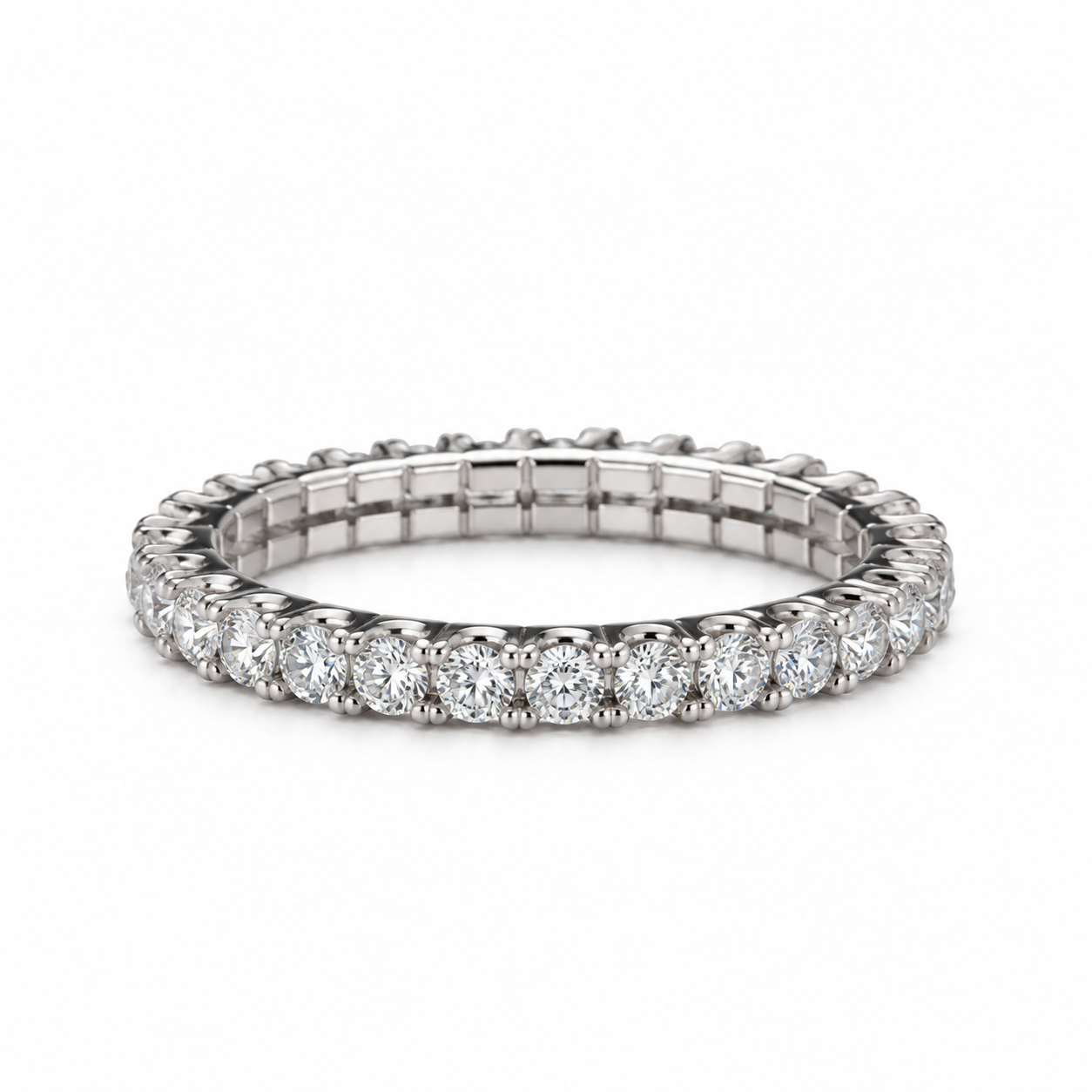 Round Cut Tennis Ring – 925 Sterling Silver