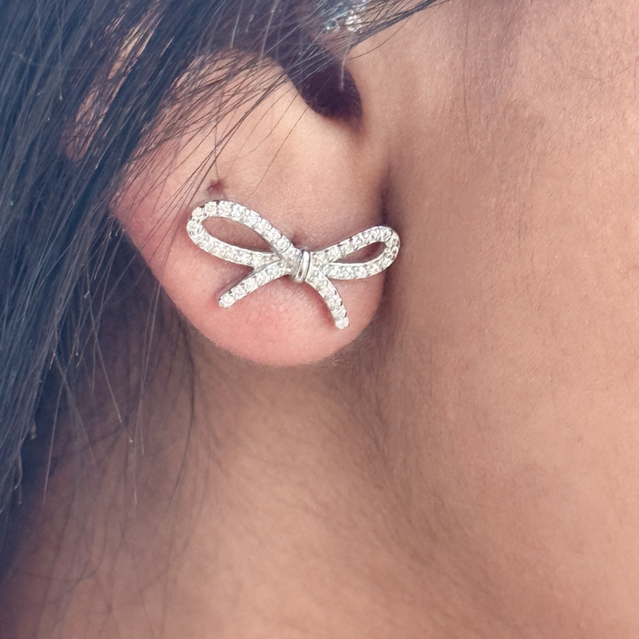 Bow Stud Earrings – 925 Sterling Silver