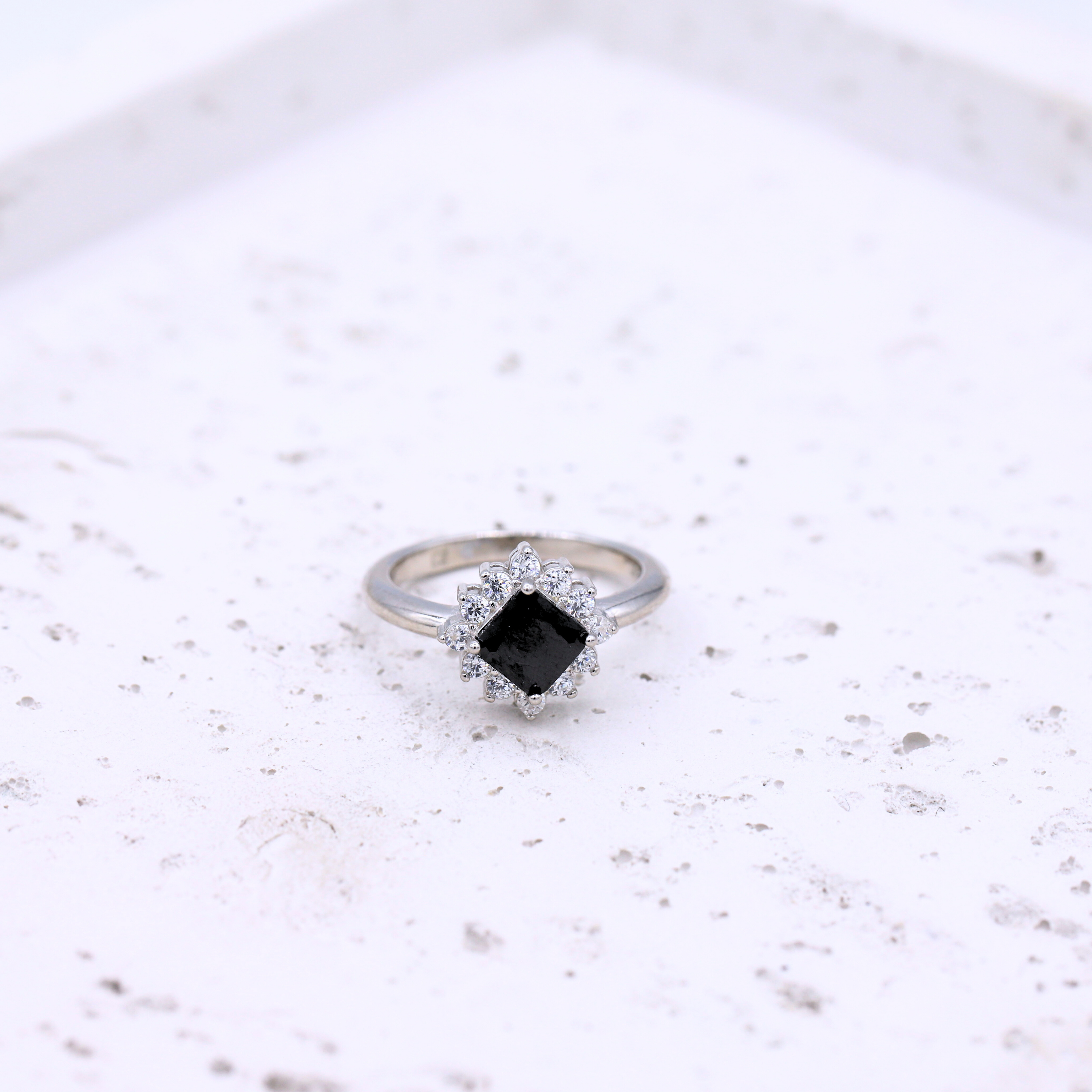 Black Square Halo Ring