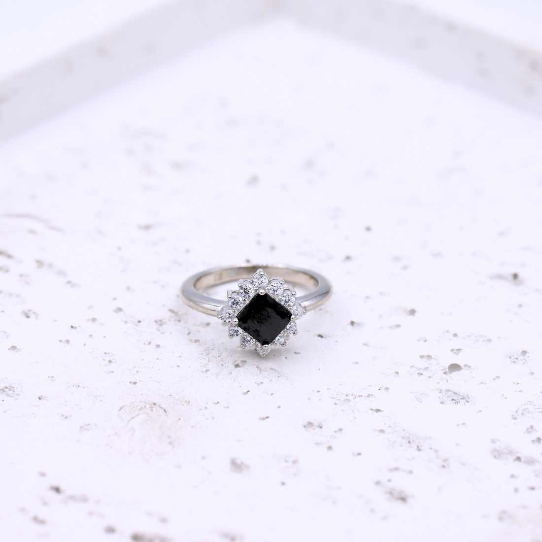 Black Square Halo Ring