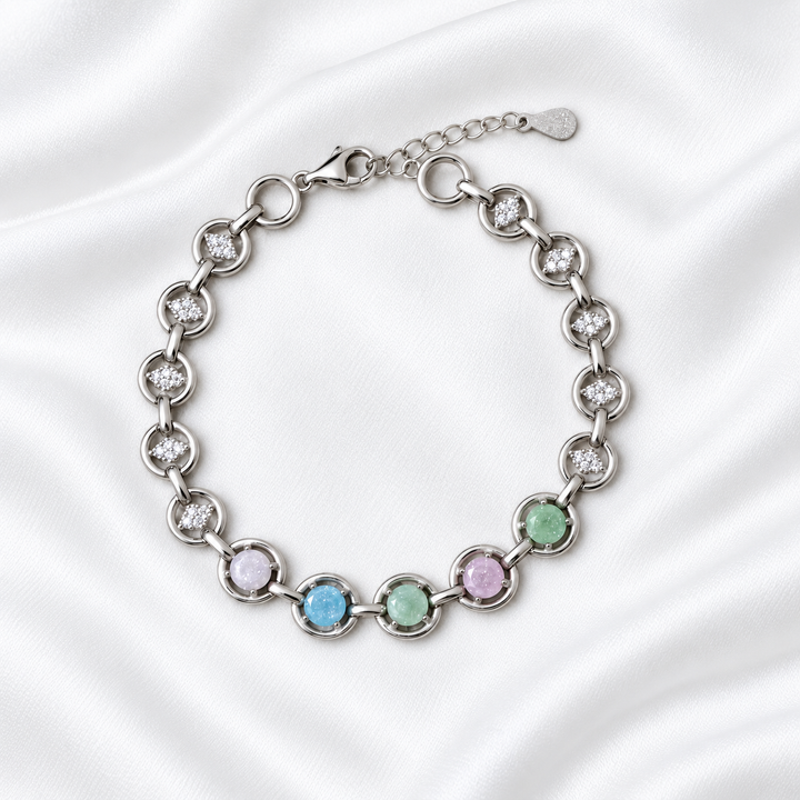 Pastel Glow Bracelet – 925 Sterling Silver - 20cm - Adjustable 17-19
