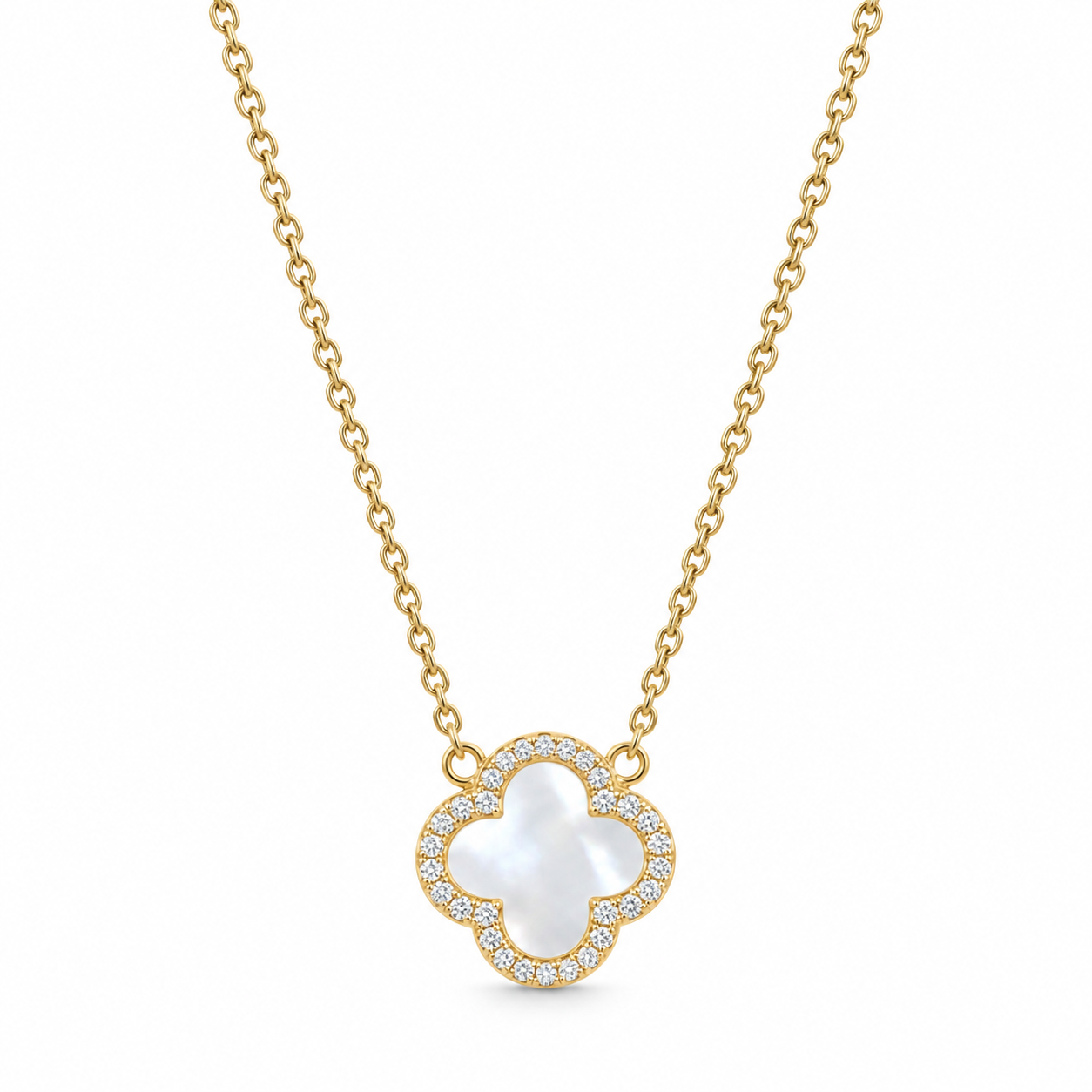 Mother of Pearl Clover Necklace in 925 Sterling Silver