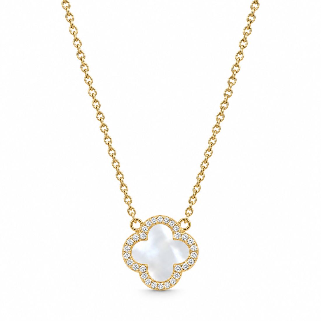 Mother of Pearl Clover Necklace in 925 Sterling Silver