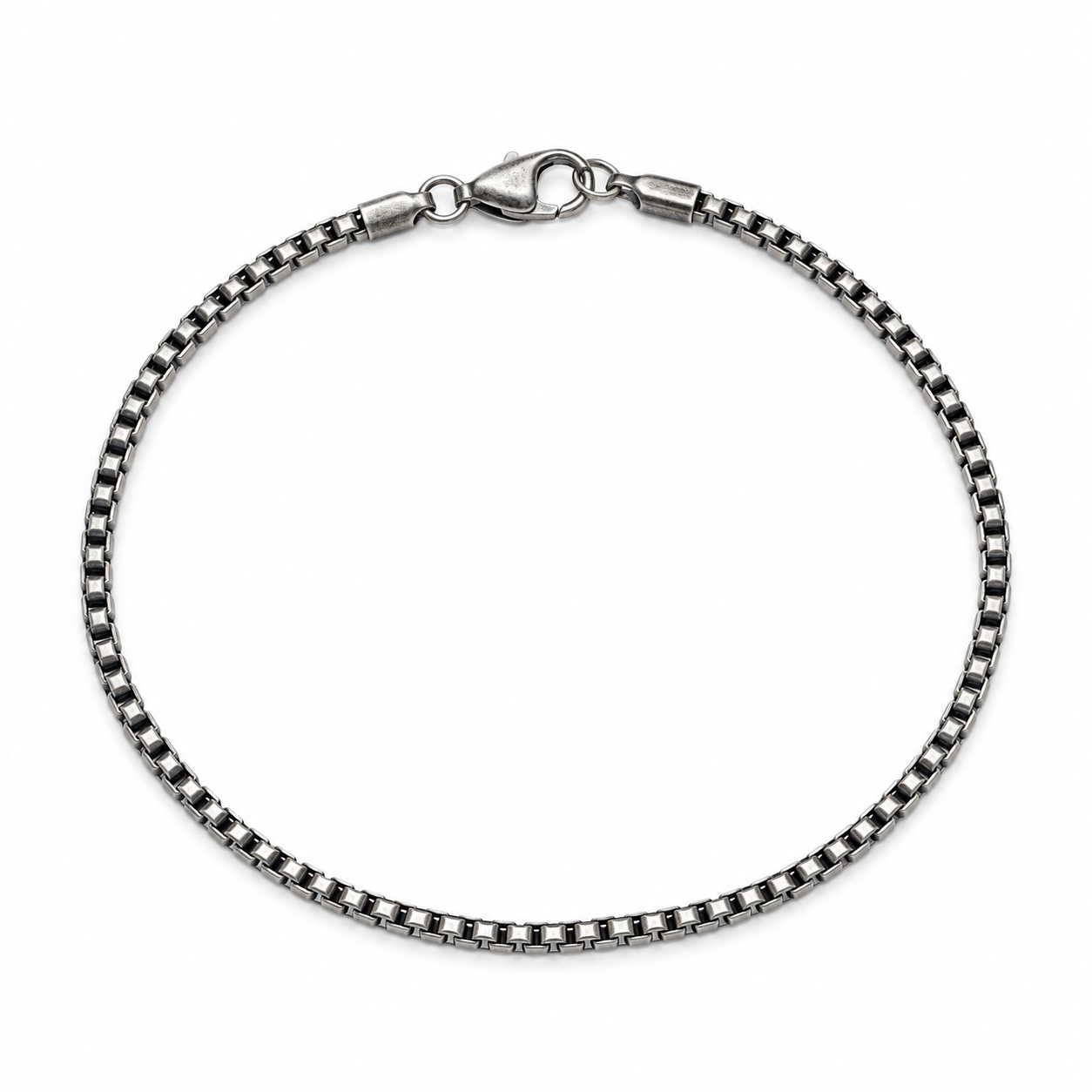 925 Sterling Silver Box Chain Bracelet for Men | Minimalist Square Link Bracelet | Modern Everyday Style