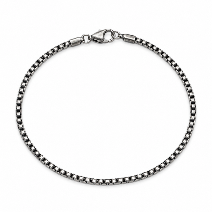 925 Sterling Silver Box Chain Bracelet for Men | Minimalist Square Link Bracelet | Modern Everyday Style