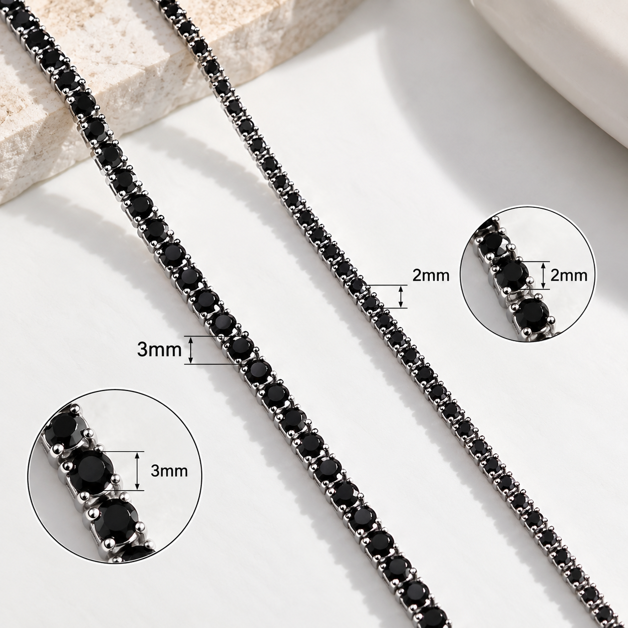 Black Zirconia Tennis Bracelet – 925 Sterling Silver