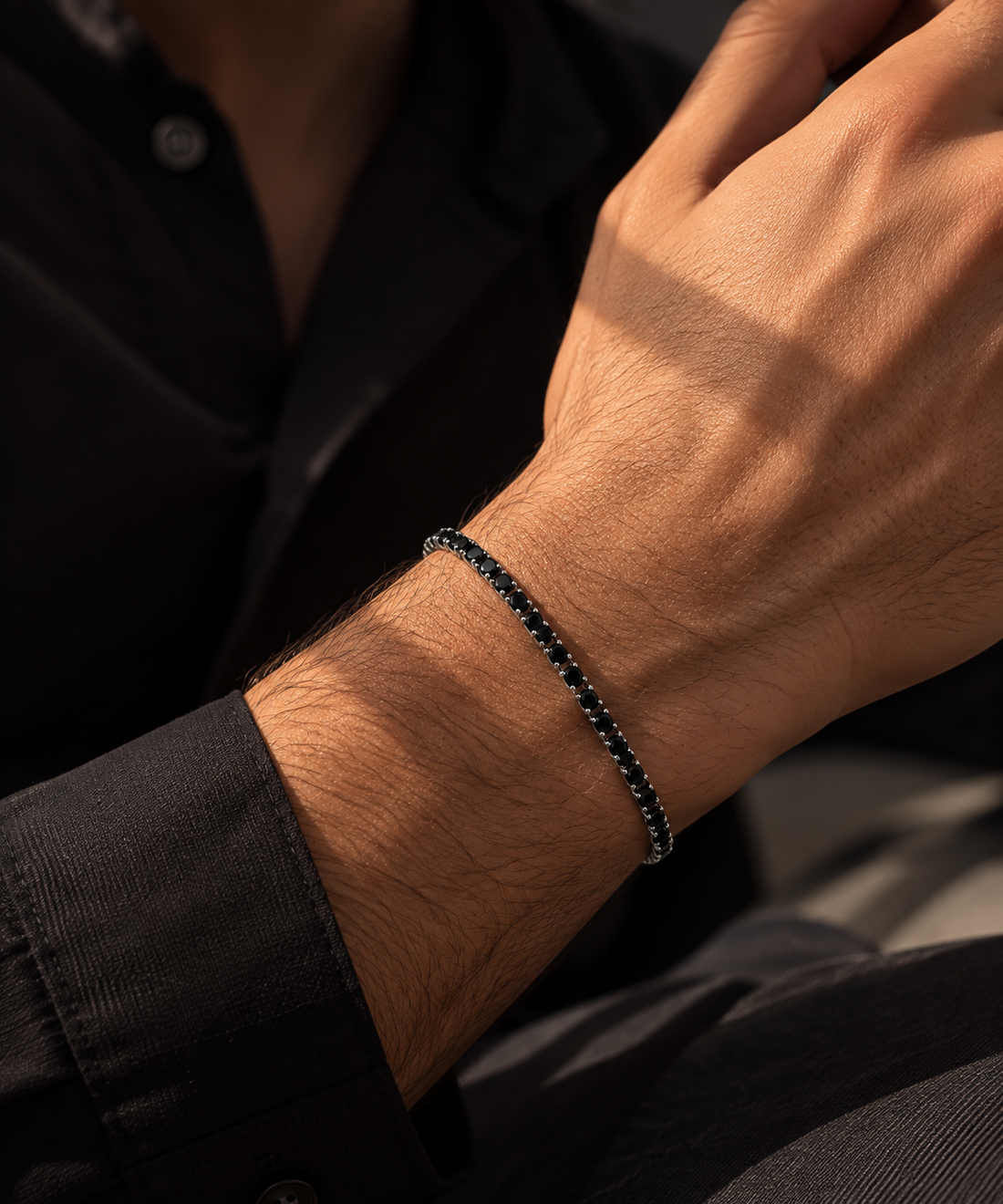 Black Zirconia Tennis Bracelet – 925 Sterling Silver