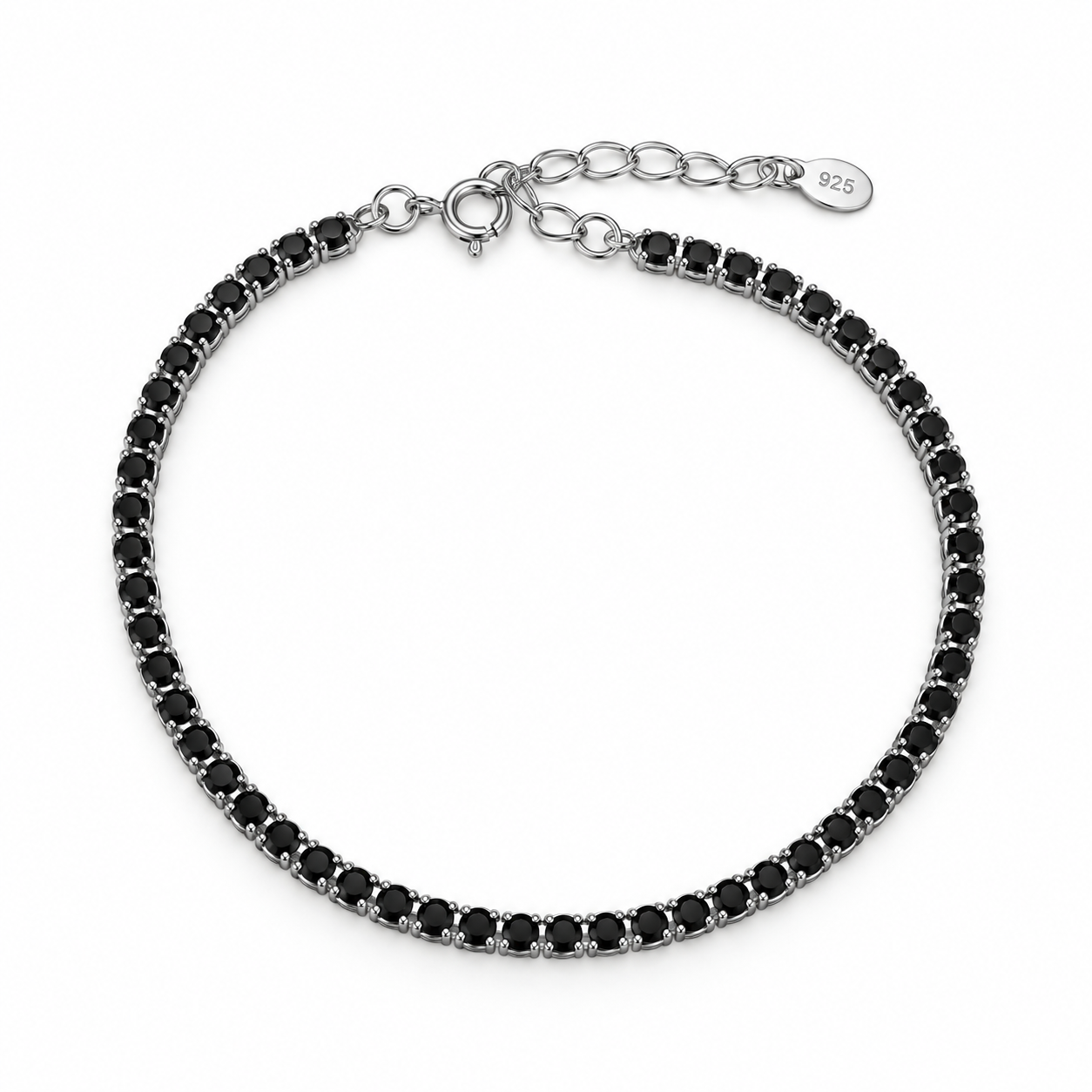 Black Zirconia Tennis Bracelet – 925 Sterling Silver