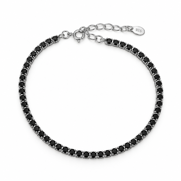 Black Zirconia Tennis Bracelet – 925 Sterling Silver