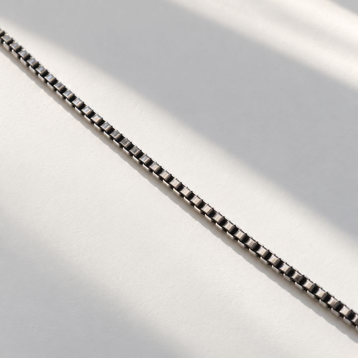 925 Sterling Silver Box Chain Bracelet for Men | Minimalist Square Link Bracelet | Modern Everyday Style