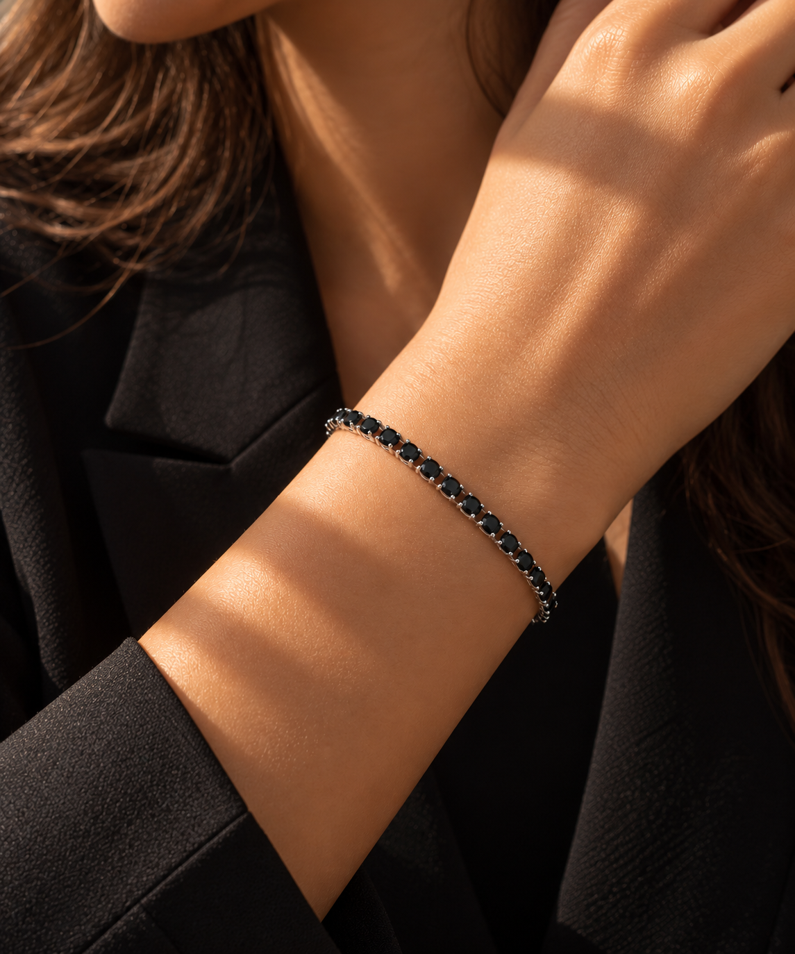 Black Zirconia Tennis Bracelet – 925 Sterling Silver