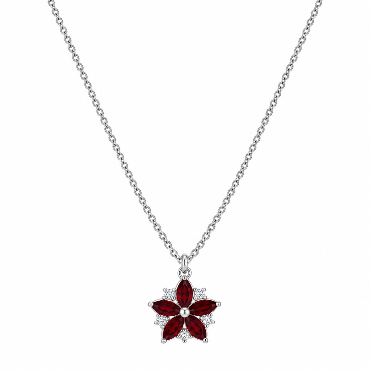 Flower Gemstone Pendant Necklace – 925 Sterling Silver