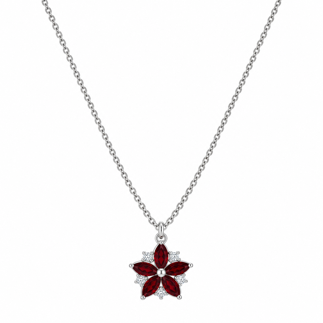 Flower Gemstone Pendant Necklace – 925 Sterling Silver