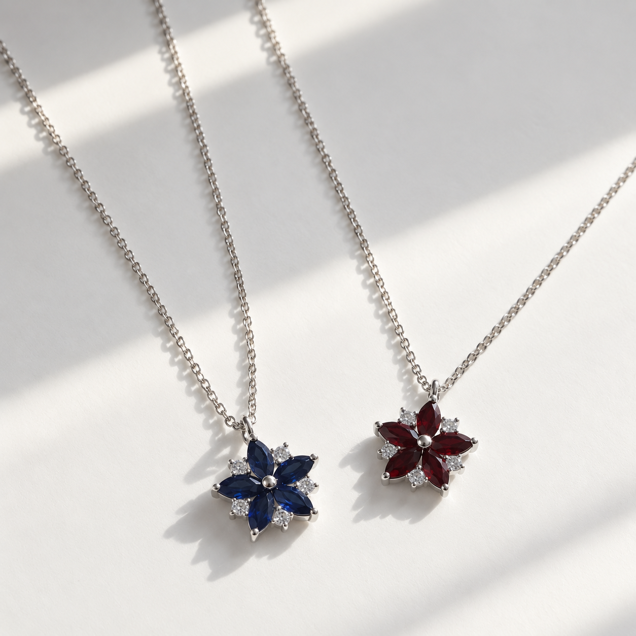 Flower Gemstone Pendant Necklace – 925 Sterling Silver