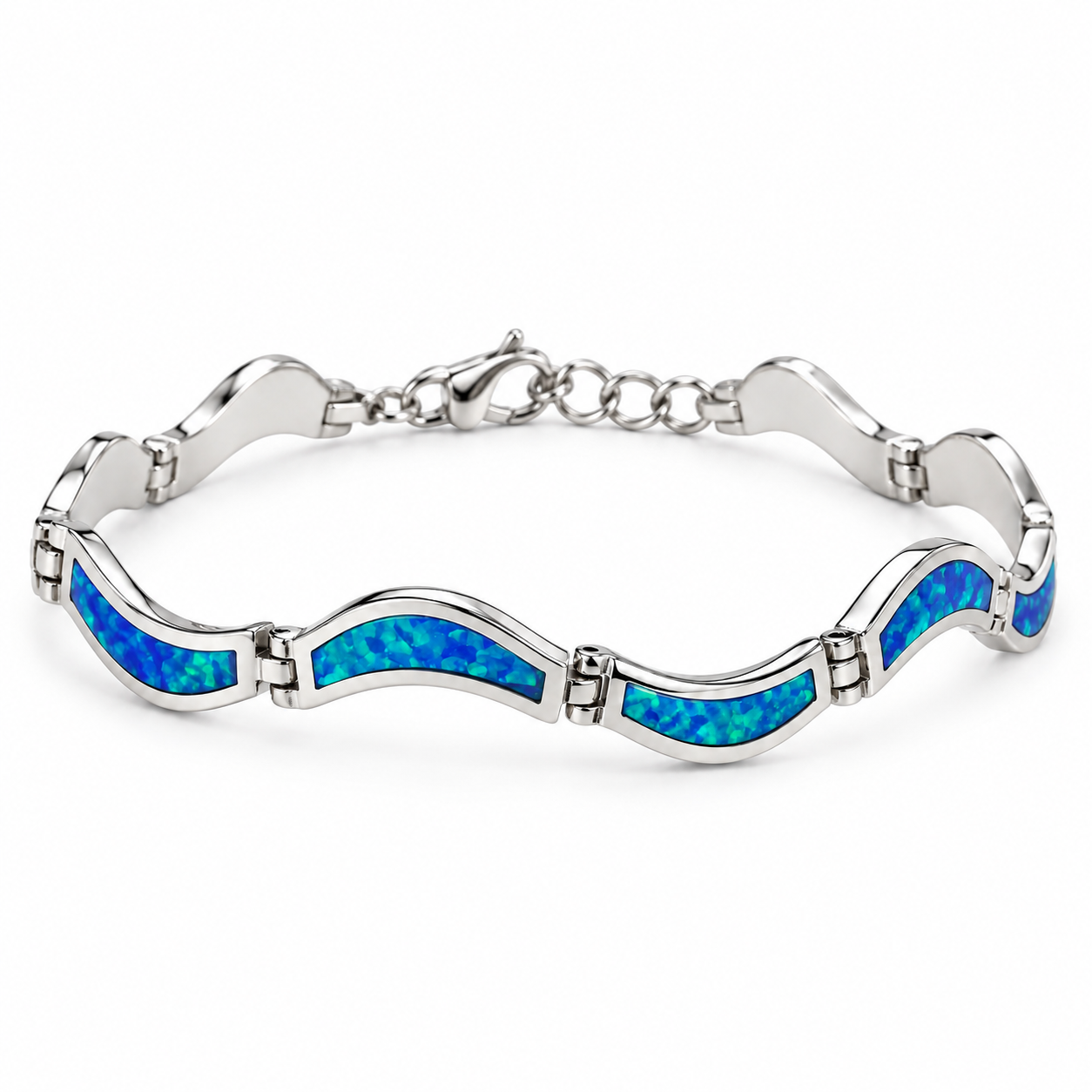 Blue Mosaic Silver Bracelet - Sterling Silver 925