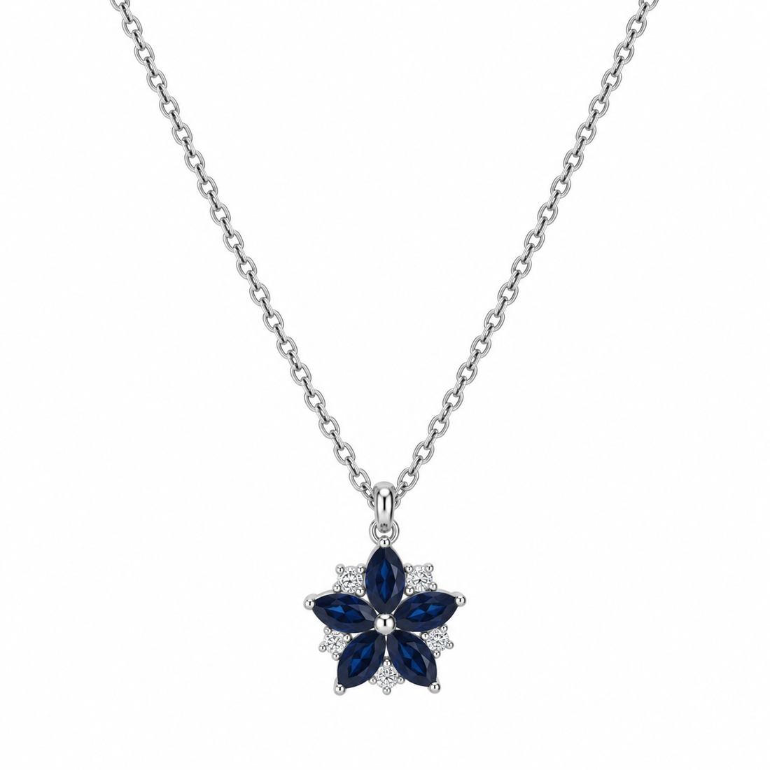 Flower Gemstone Pendant Necklace – 925 Sterling Silver