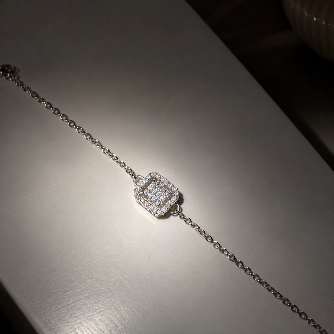 Square Halo Silver Bracelet - Sterling Silver 925