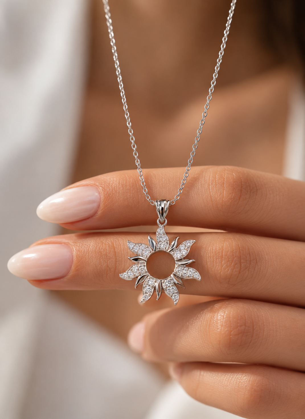 Sunburst Pendant Necklace – 925 Sterling Silver