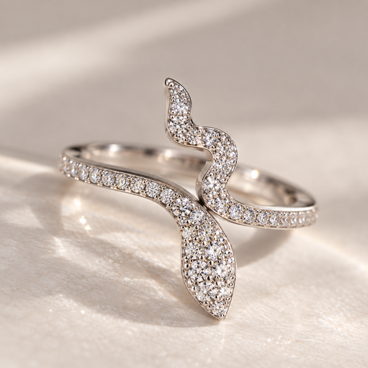 Radiant Serpent Wrap Ring - Pavé-Set 925 Sterling Silver Statement Piece