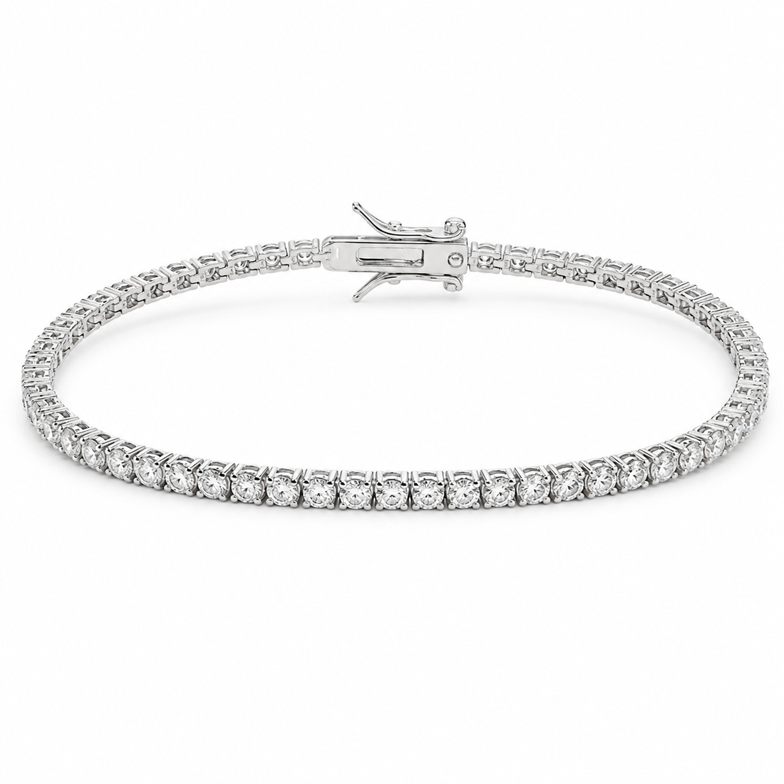 925 Sterling Silver Tennis Bracelet – Classic Round CZ Diamond Bracelet for Women | Elegant Everyday Jewelry, 3mm