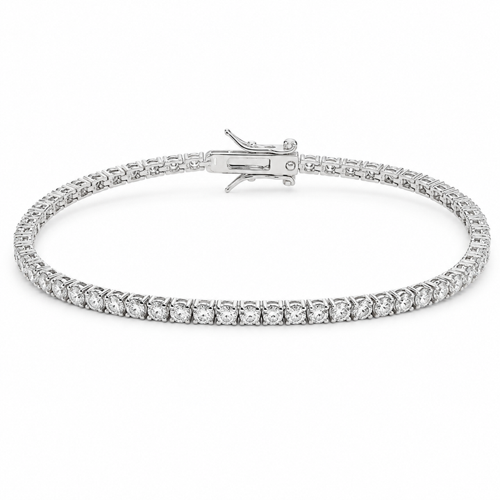 925 Sterling Silver Tennis Bracelet – Classic Round CZ Diamond Bracelet for Women | Elegant Everyday Jewelry, 3mm