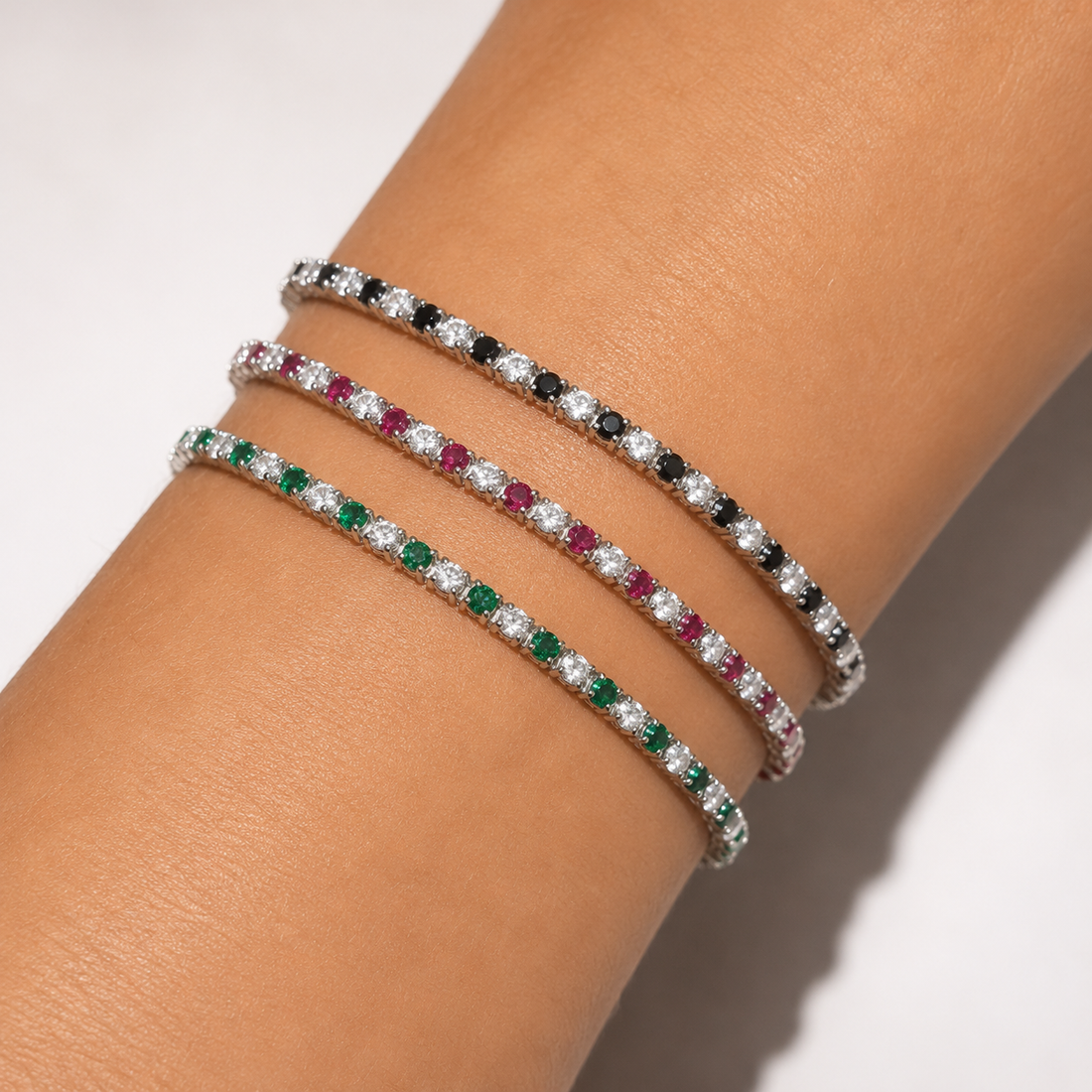 925 Sterling Silver Multicolor Tennis Bracelet - 2mm